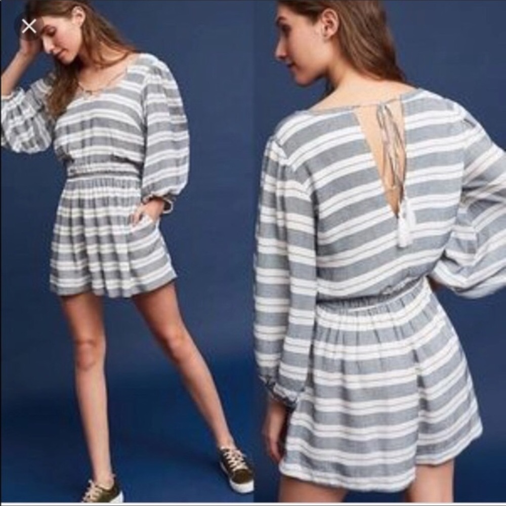 Anthropologie Holding Horses Striped Romper Medium
